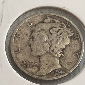 Vintage 1944 S Mercury Dime Coin 90% Silver Fine